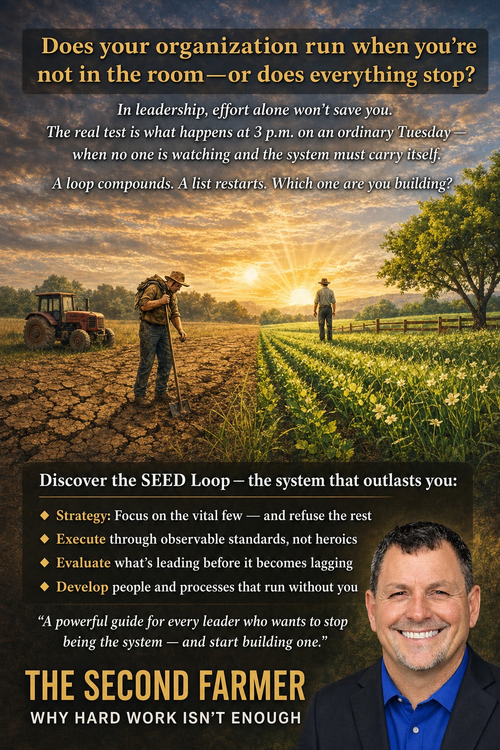 The Second Farmer promotional image featuring the SEED Loop framework and author J. L. Barrett